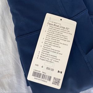 NWT Lululemon Pace Rival Crop 22”